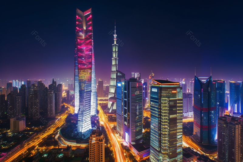 车水马龙的金融区城市夜景炫彩灯光,高清,摄影图,摄影图片,图片大全,摄影图免费下载